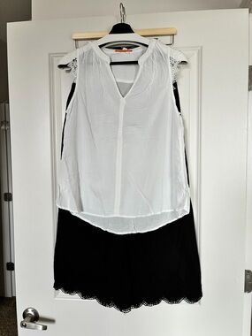 European fashion - black and white two piece summer set